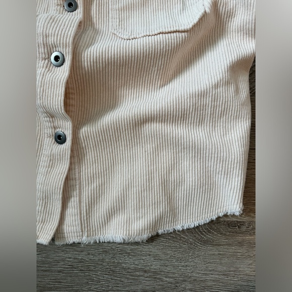 Zara EUC Corduroy Shirt Overshirt Jacket Shacket Size S Ecru Cream Button Down - Picture 10 of 10